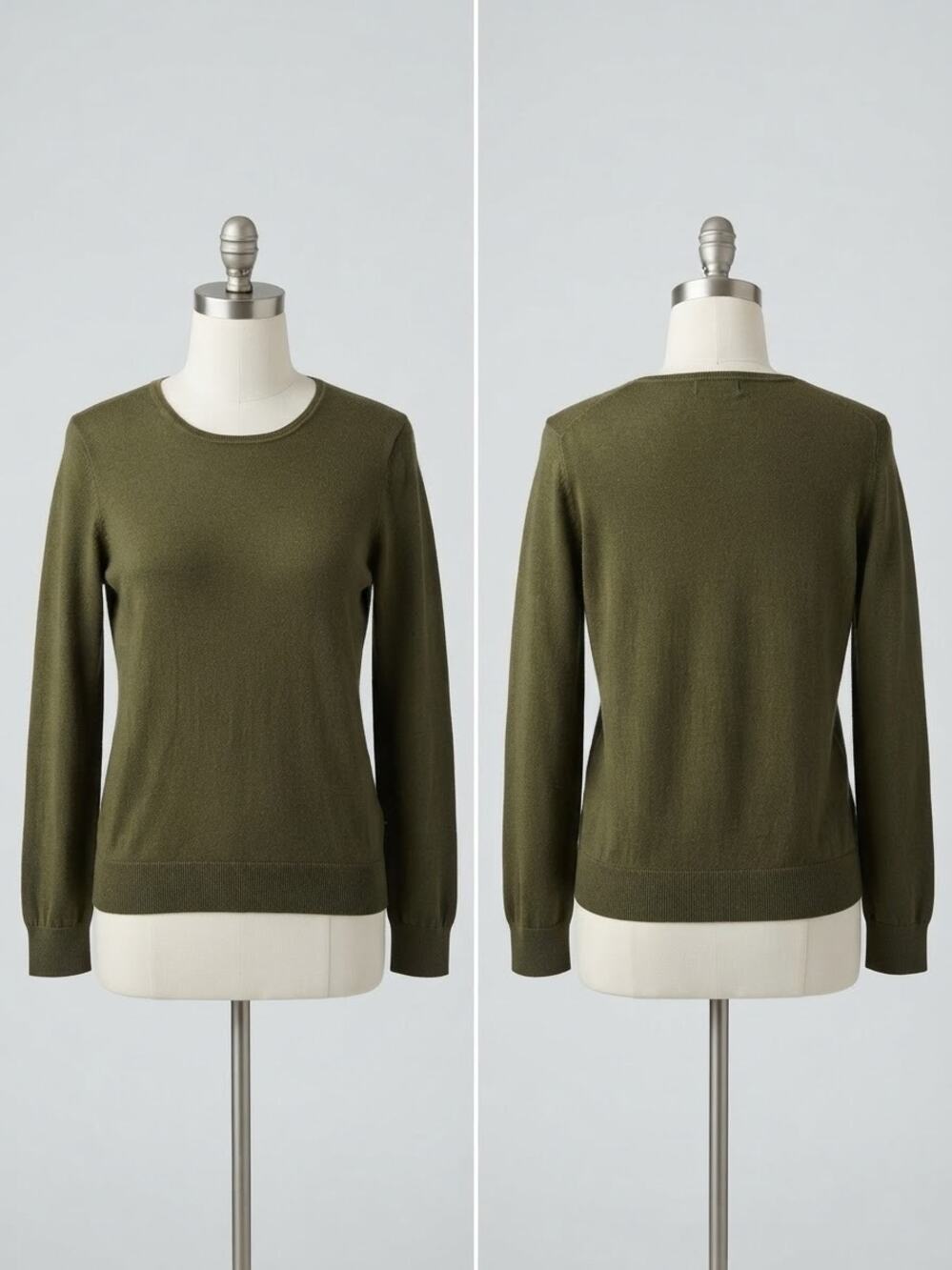 Banana Republic Forever Olive Green Long Sleeve Crewneck Knit Sweater Size Large